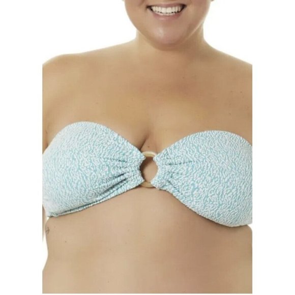 Time and Tru Women's Size Small (4-6)  Bikini Top, O-Ring Halter Turquoise - Picture 2 of 7